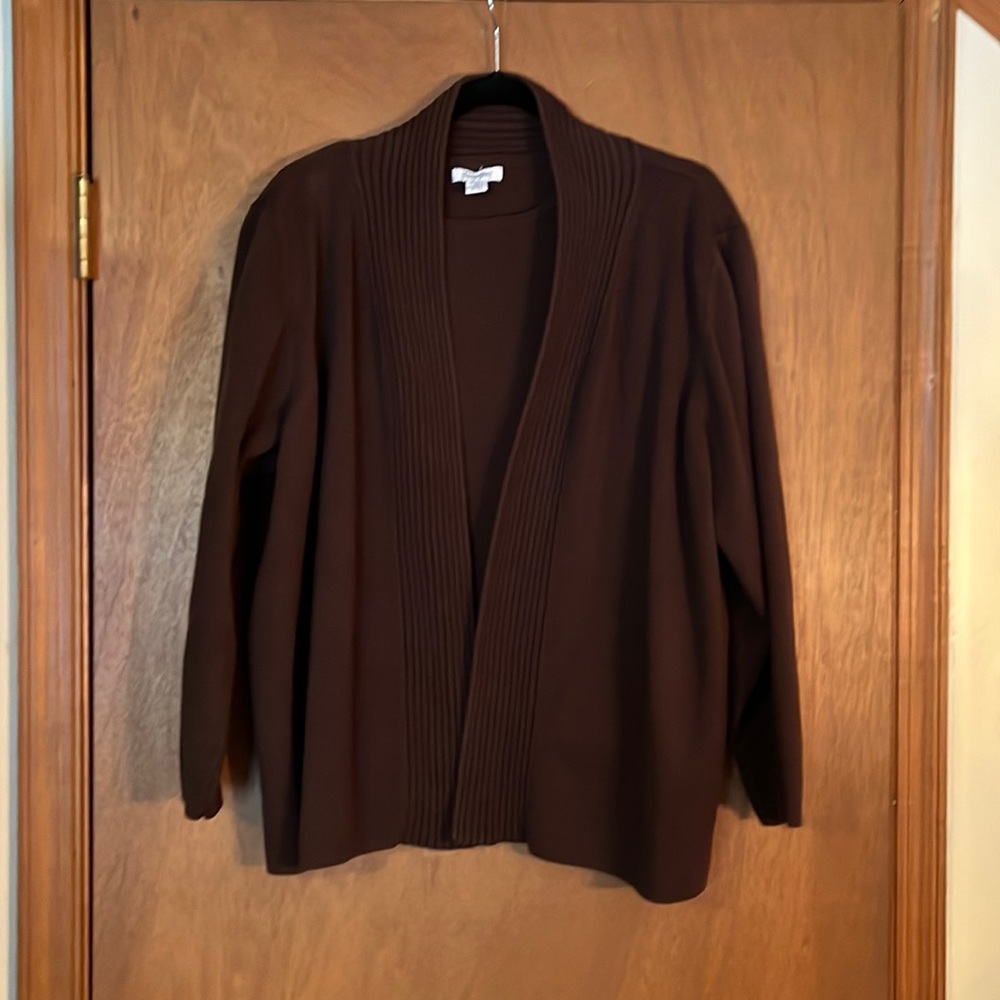 Chocolate brown 100% cotton cardigan and sleeveless shell set